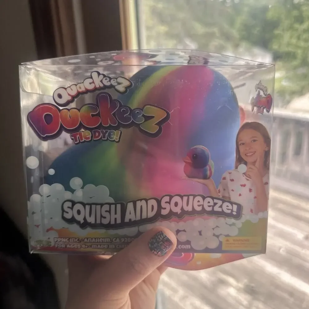 Quackeez Duckeez Tie Dye Squish & Squeeze Tactile Toy, Blue 4+